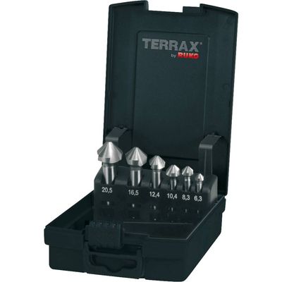 6 Piece Set of Taper and Deburring Countersinkers HSS  Terrax by RUKO Tools Germany  Part 102152RO