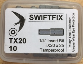 Security Drive Bits for TX20 with Pin  25mm long  Pack of 1