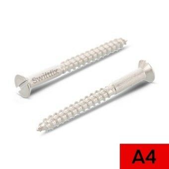 5.0 x 70mm  (9.2mm head) Countersunk Slotted A4 316 Stainless Steel  Box of 100
