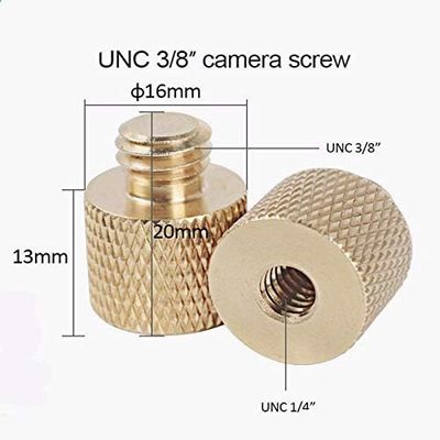 Camera screw adaptors solid Brass 3/8unc male to 1/4unc Female Knurled