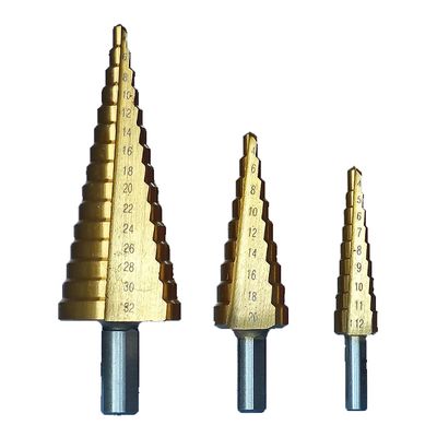 HSS Step Drill Set Titanium Nitrade Coated   (3 piece kit)  1@ 4-12mm /  1@ 4-20mm / 1@ 4-32mm
