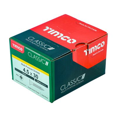 4.5mm x 30mm  Timco Classic C2 Premium Pozi Countersunk Wood Screws Part 045030Y.   Box of 200
