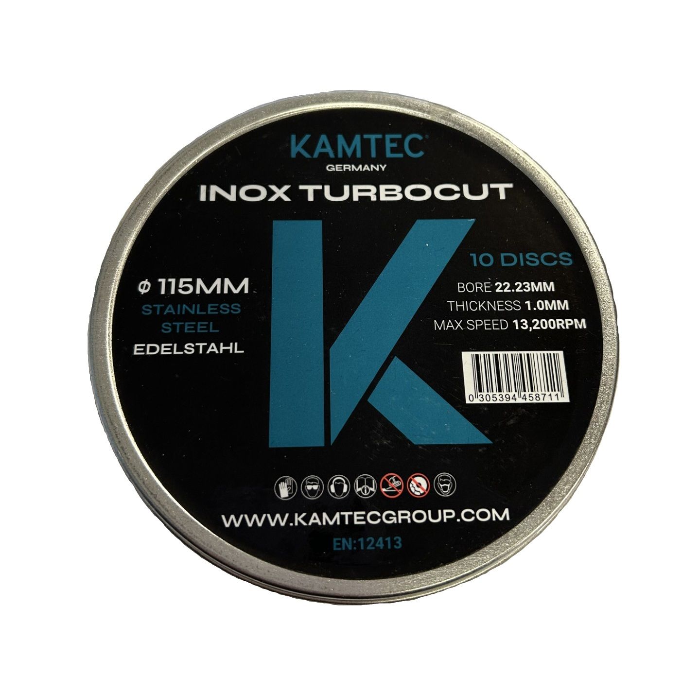 115mm x 1.0mm Kamtec Inox Turbocut Thin Metal Cutting Discs Tin of 10