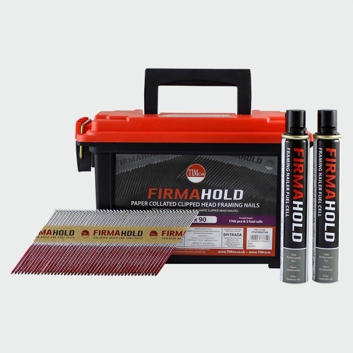 3.1 x 90mm (FirmaGalv) Ammo Case Firmahold Gas Fired 1st Fix Nails 1 box 1760 Nails & 2 Gases