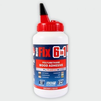 6 in 1 PU Wood Glue 5 Minute D4 Strength 750g Interior &amp; Exterior