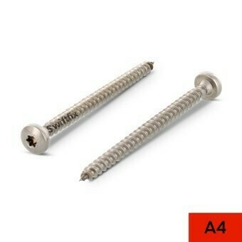 5.0 x 100mm Pan Head Torx Drive Wood Screws A4 St.St Box of 100