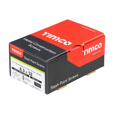 6.3 x 32mm Hex with Rubber Washer Steel to Wood Timco Part DS32W16B (External Coated) Box of 100