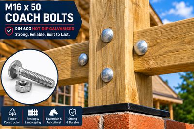 M16 x  50  Coach Bolts and Nut Din 603 Spun Galvanised