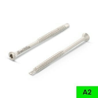 3.2 x 60mm Ornamental Head Wood Screws with Self Drilling Tip (TX10 Drive)  A2 Stainless Steel Box of 200