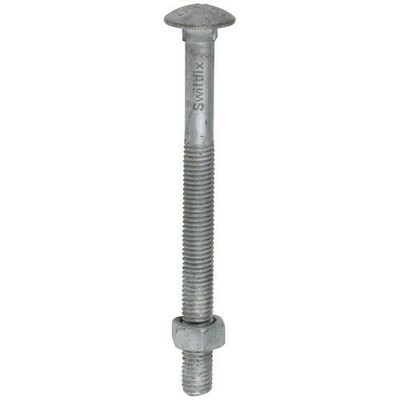 M12 x 260 Grade 8.8 Coach Bolts c/w Nut Din 603 Spun Galvanised