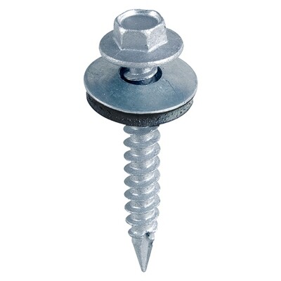 6.3 x 45mm Hex with Rubber Washer Steel to Wood Bright Zinc Plated (JCP Part GP6304516W)  Box of 100