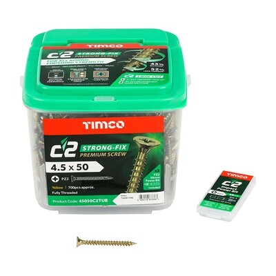 4.5mm x 50mm (Tub of 700 screws) Classic C2 Premium Pozi Countersunk Wood Screws.