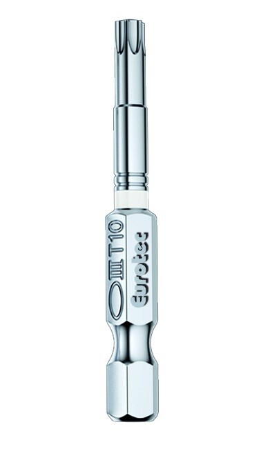 Eurotec White TX10 Torx Bits 50mm long Part 954666 Packed in 1s