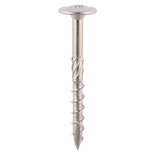 8.0mm x 100mm Flange Head TX40 Torx Drive wood screws in A2 stainless steel.  Box of 50