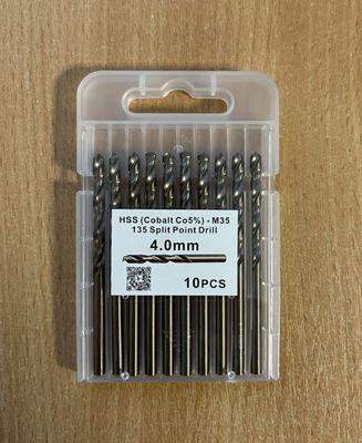 4.0mm HSS Cobalt Co5% (M35) 135° Split Point  Pack of 10 Drill Bits