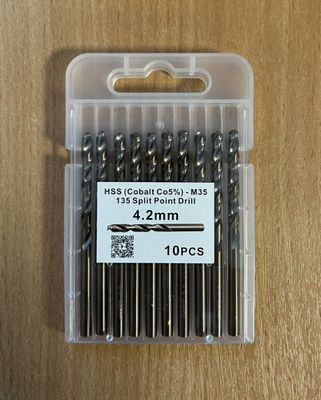 4.2mm HSS Cobalt Co5% (M35) 135° Split Point  Pack of 10 Drill Bits