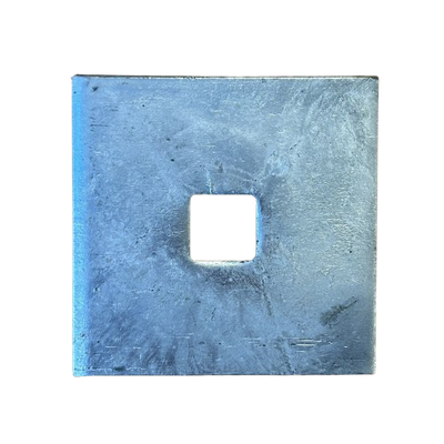 M20 (22mm Hole) x 100mm x 100mm x 10mm thick Square Plate Washer Square Hole BS4320 Hot Dip Galvanised