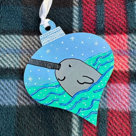 Narwhal Teardrop Ornament