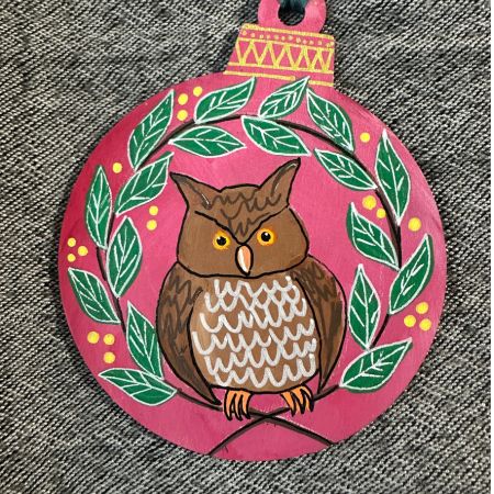 Owl II Circle Ornament