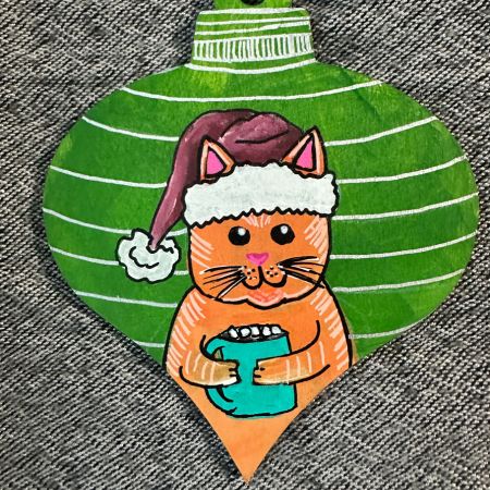 Orange Cat Teardrop Ornament