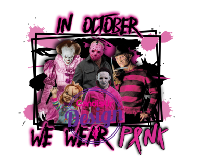 In October We Wear Pink Halloween Transfer