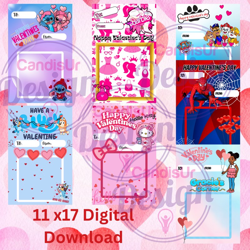 11 x17 Valentine Jumbo Card Bundle  Digital Download
