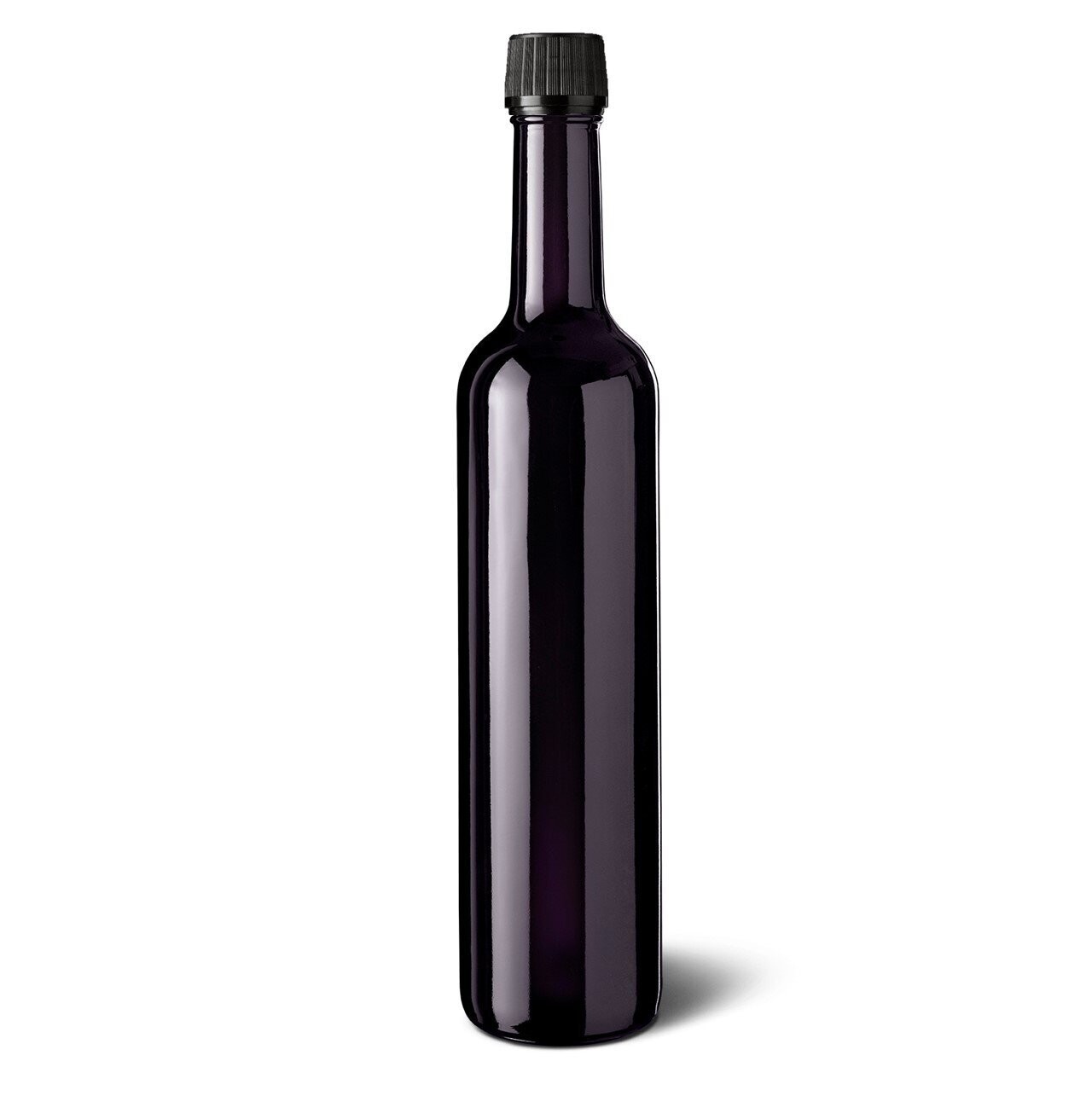 Miron Violettglas Wasserflasche  500 ml (schlank). Optional mit Aufkleber "Blume des Lebens"