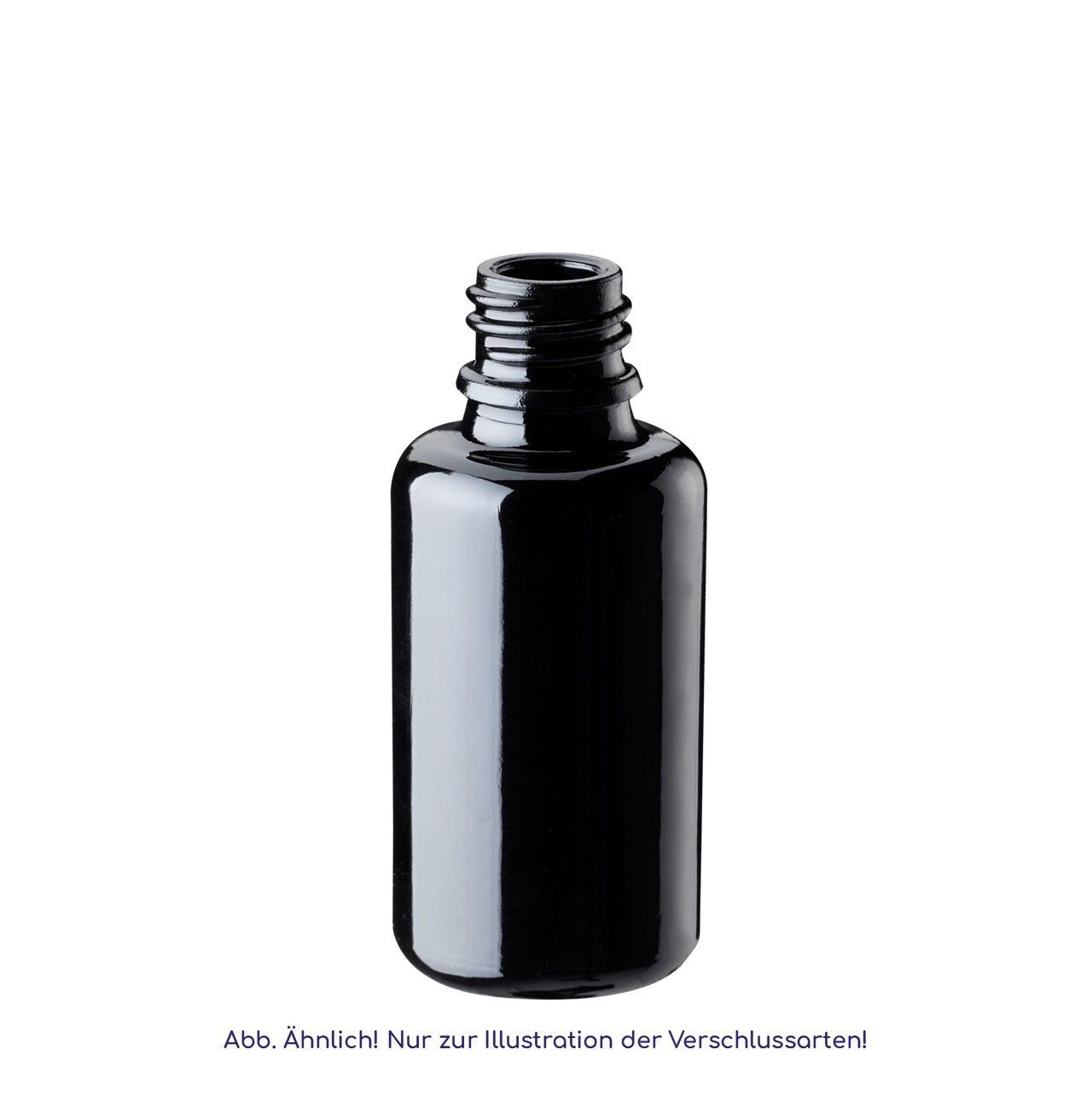 Miron Violettglas Flasche  20 ml.  Unterschiedliche Verschlüsse.  Optional mit Aufkleber "Blume des Lebens", Aufkleber: Ohne, Verschluss: Ohne