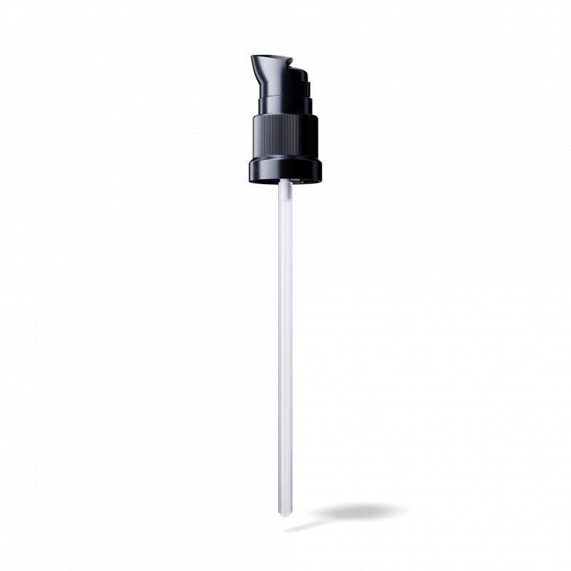 Lotion-Pumpaufsatz Metropolitan DIN18, PP, schwarz, Dosis 0.10ml, schwarzer security clip