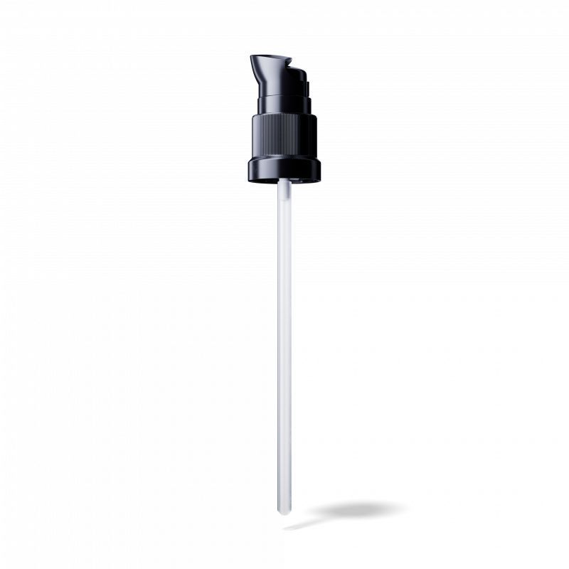 Lotion-Pumpaufsatz Metropolitan DIN18, PP, schwarz, Dosis 0.15ml, schwarzer security clip
