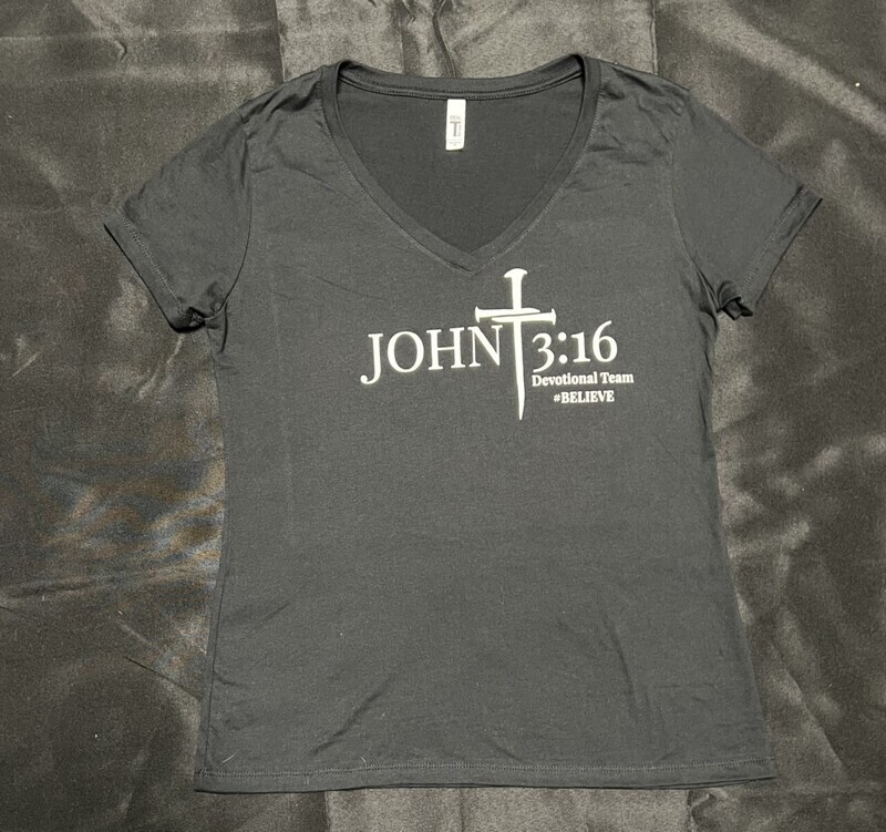 John 3:16 Devotional Team Ladies V-neck Black