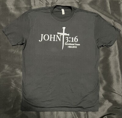 John 3:16 Devotional Team Men's Tshirt Black