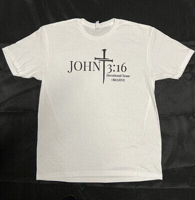 John 3:16 Devotional Team Men's Tshirt White