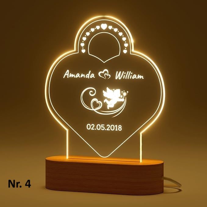 Foto Nachtlampe Personalisiert Herz Fotorahmen,  Acryl, Geschenke für viele Anlässen
