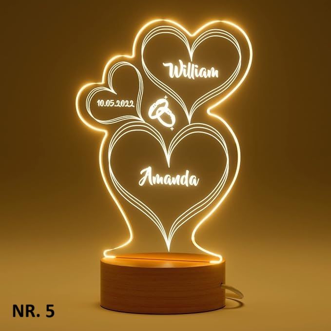 Foto Nachtlampe Personalisiert Herz Fotorahmen,  Acryl, Geschenke für viele Anlässen