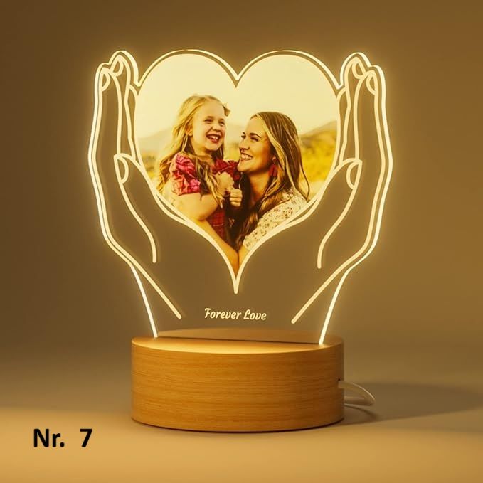 Foto Nachtlampe Personalisiert Herz Fotorahmen,  Acryl, Geschenke für viele Anlässen