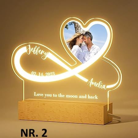 Foto Nachtlampe Personalisiert Herz Fotorahmen,  Acryl, Geschenke für viele Anlässen