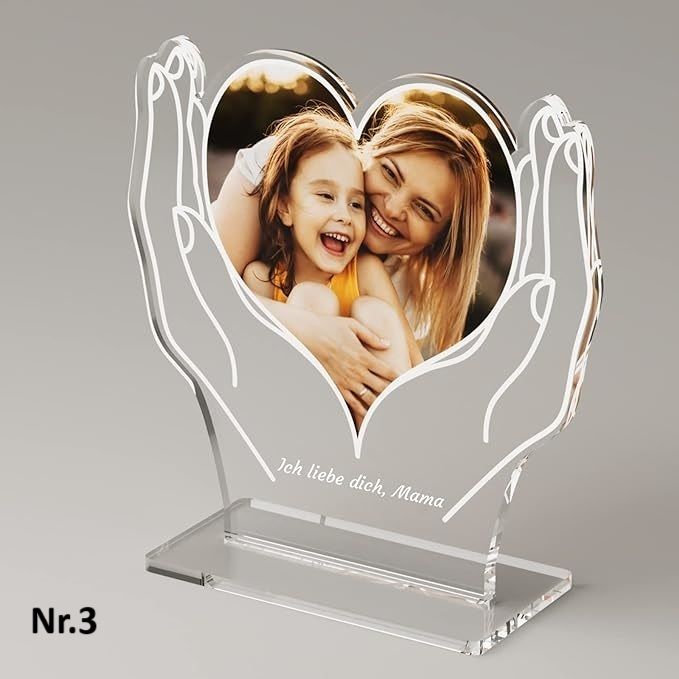 Foto Nachtlampe Personalisiert Herz Fotorahmen,  Acryl, Geschenke für viele Anlässen