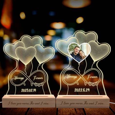 Foto Nachtlampe Personalisiert Herz Fotorahmen,  Acryl, Geschenke für viele Anlässen