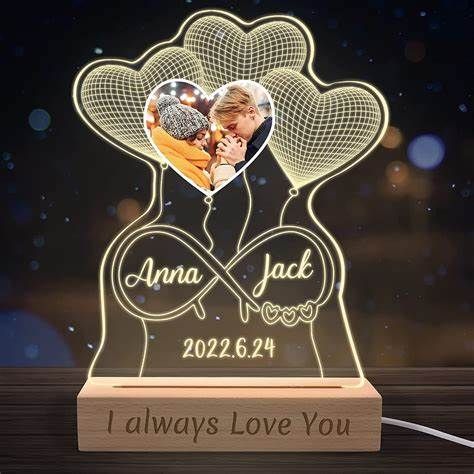 Foto Nachtlampe Personalisiert Herz Fotorahmen,  Acryl, Geschenke für viele Anlässen