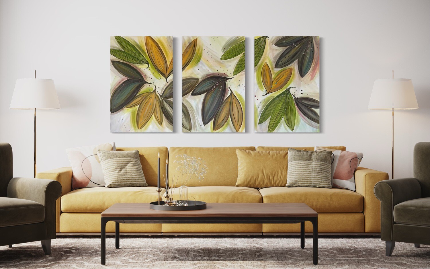 Large Leaf Triptych