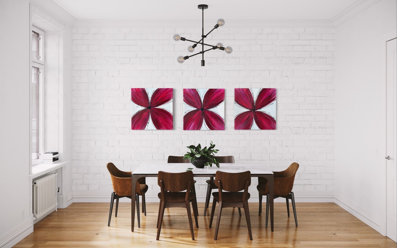 Red Floral Trio