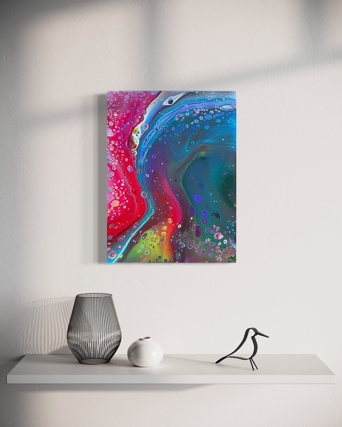 Bright Wave Acrylic Pour Painting