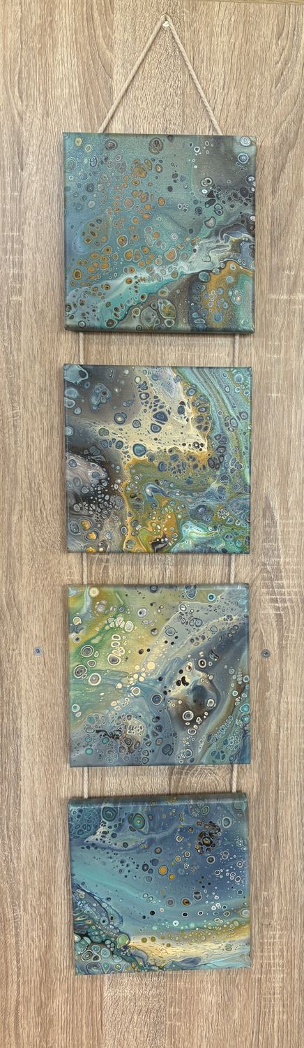 Hanger 4 - Acrylic Pour Beach / Ocean / Yellow