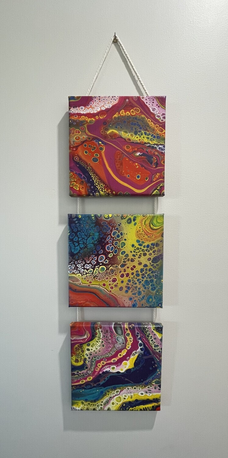 Hanger 3 - Acrylic Pour Trio Bright Lights
