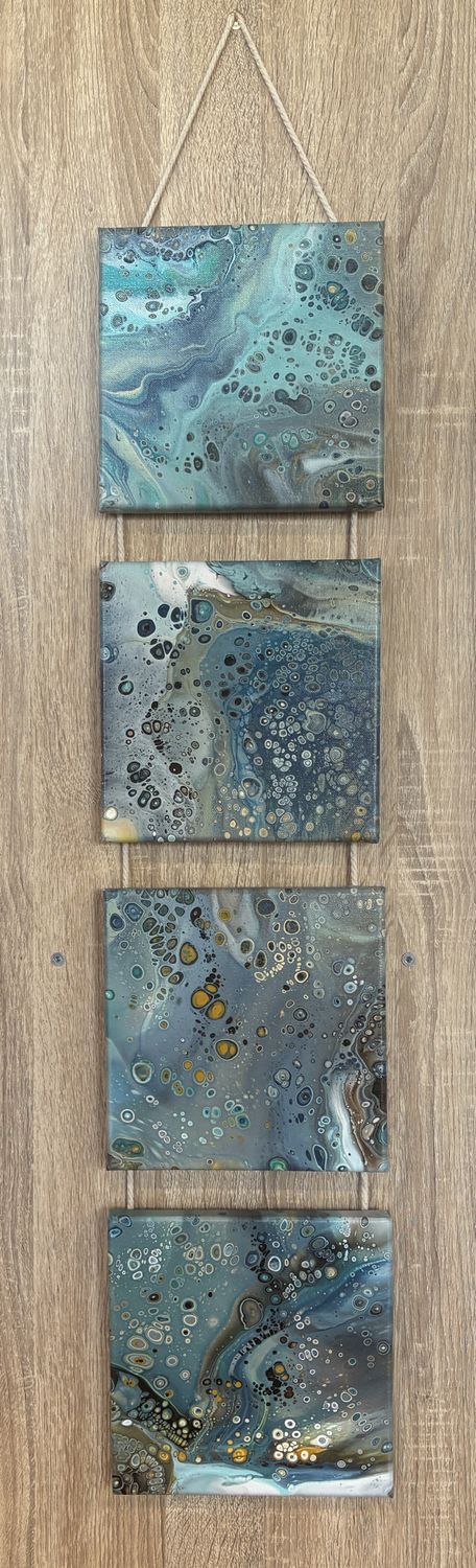 Hanger 4 - Acrylic Pour Beach / Ocean / White