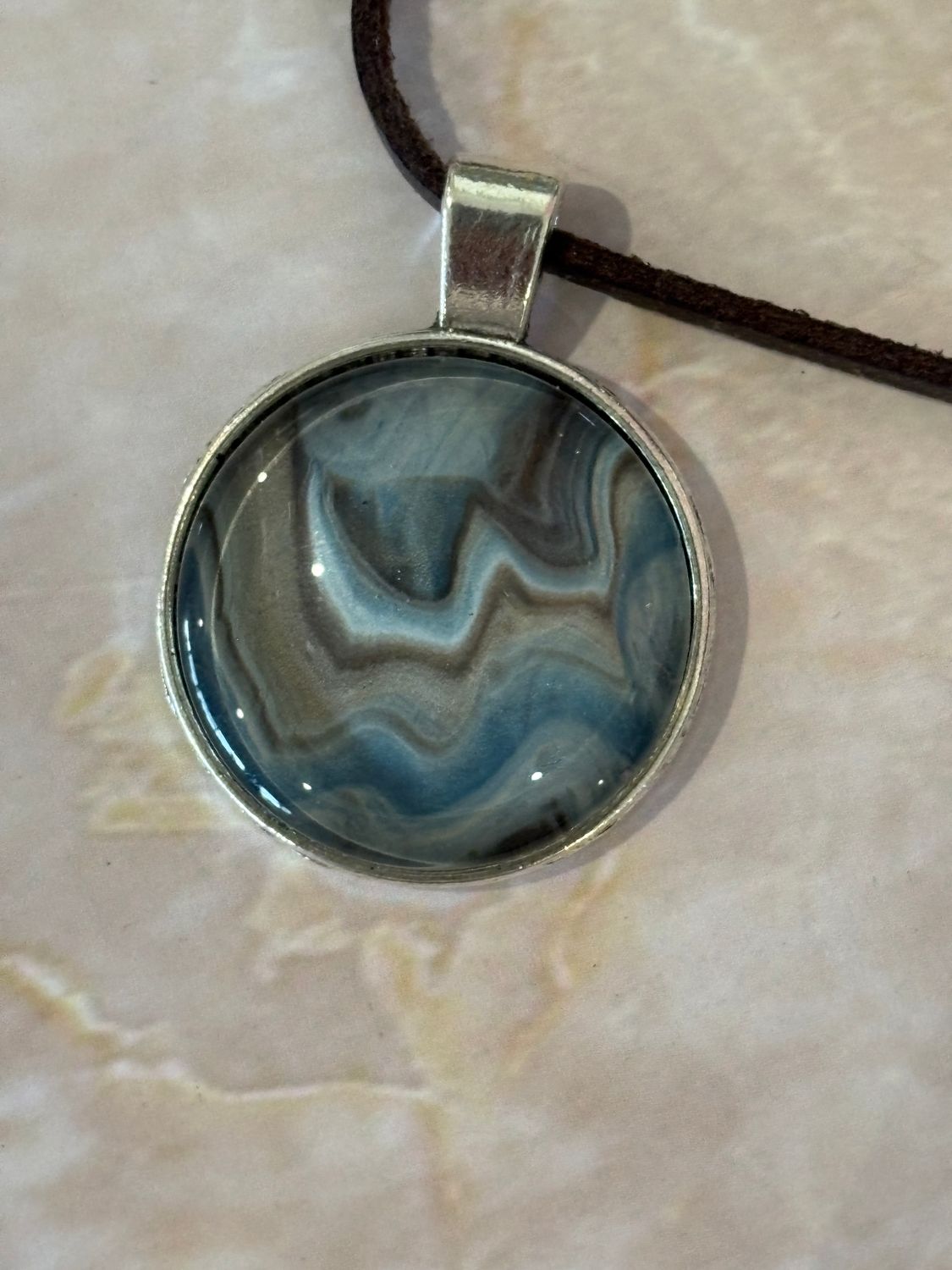 Blue/Brown Pendant #2 - Large Round
