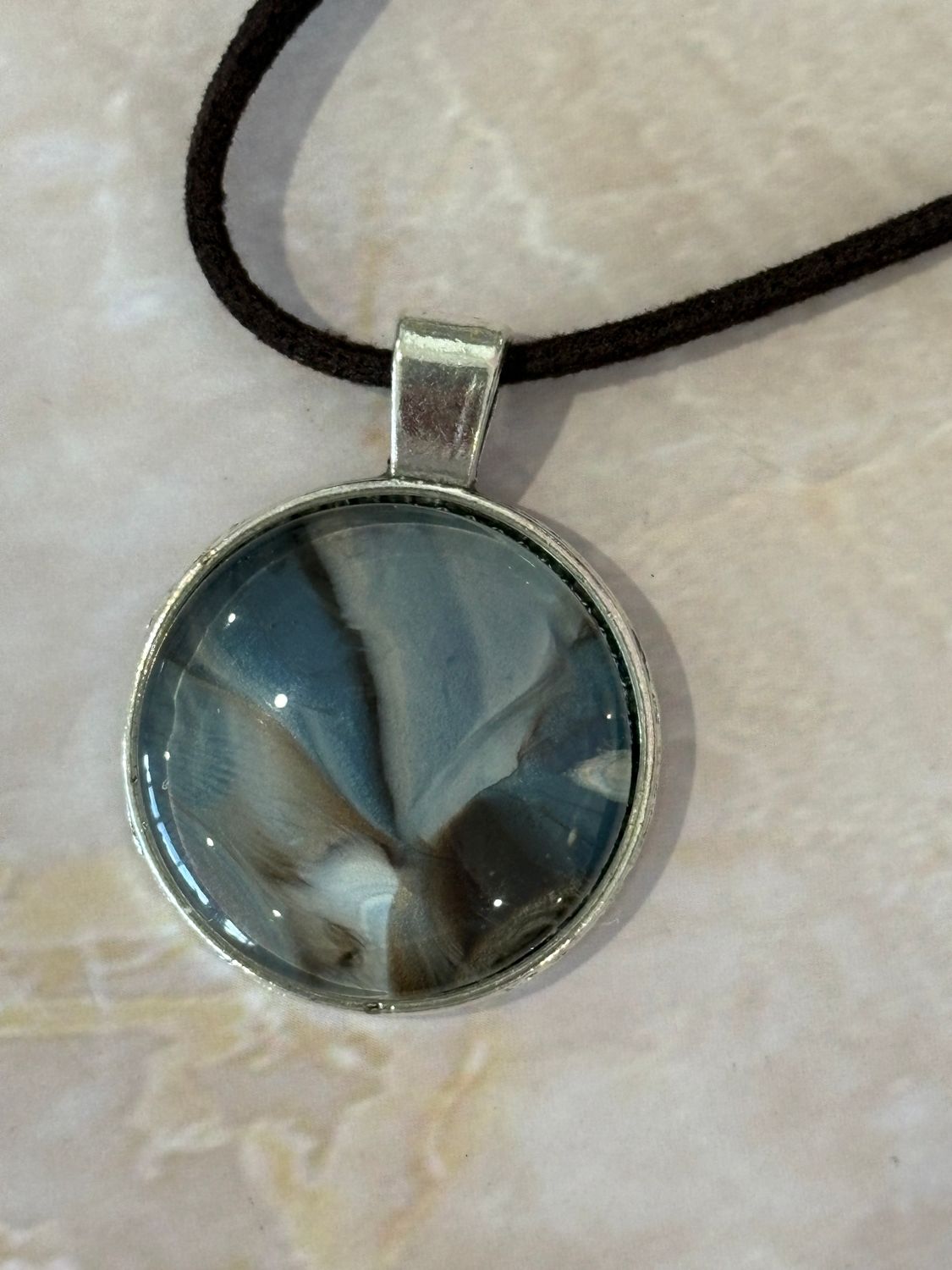 Blue/Brown Pendant #7 - Large Round