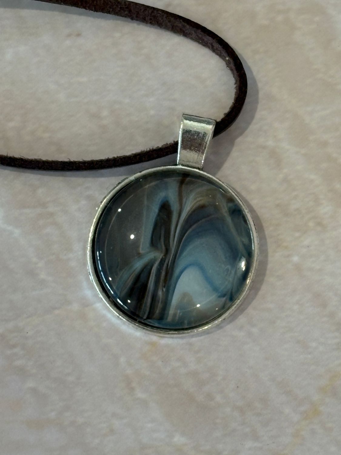 Blue/Brown Pendant #10 - Large Round