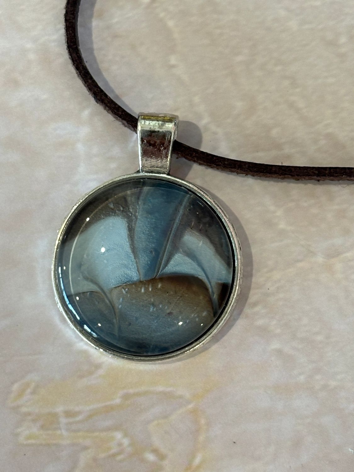 Blue/Brown Pendant #4 - Large Round